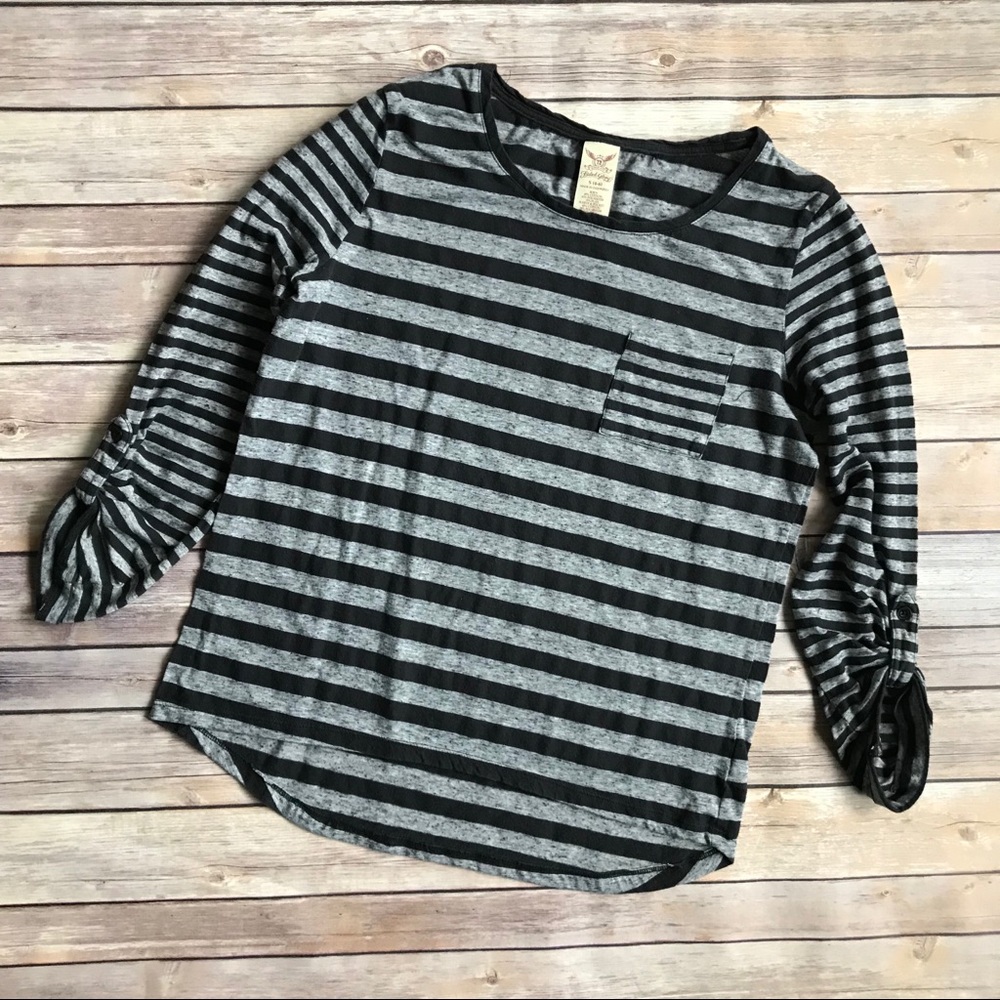 Black and Gray Striped Women’s Top